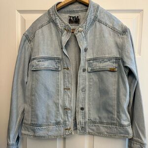 ZIYA denim jean jacket crossroads color. Lighter weight denim.